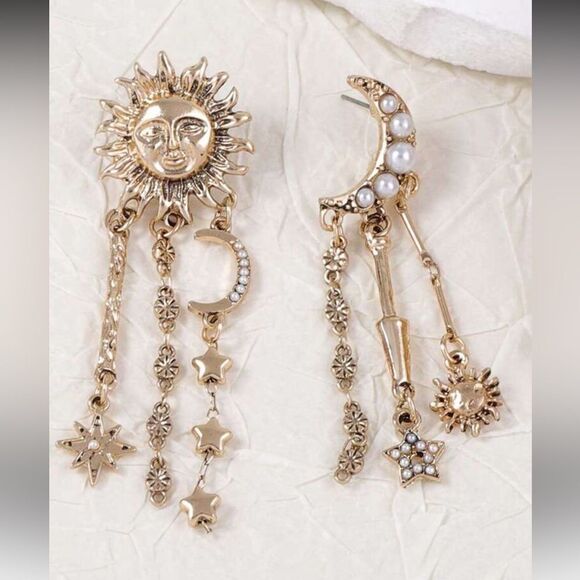 Sun and moon earrings A1261 - Picture 3 of 6